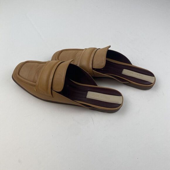 Franco Sarto Womens Duval Slip On Mule Shoes Size 7.5 M Tan Leather Square Toe - Picture 3 of 16